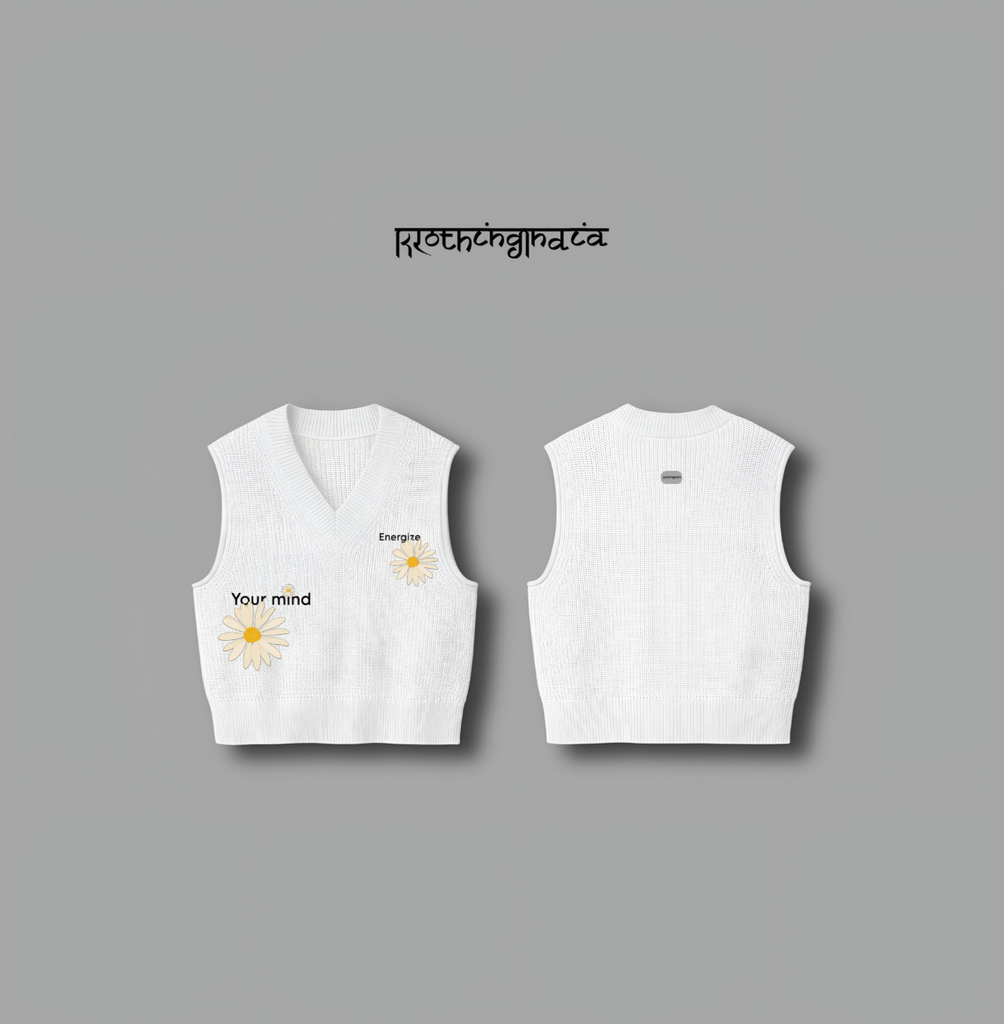 AWAKEN TYPE PRINTED SLEEVELESS SWEATER