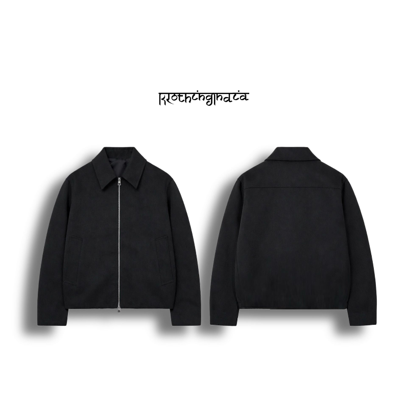 PLAIN BLACK ZIP JACKET (S)