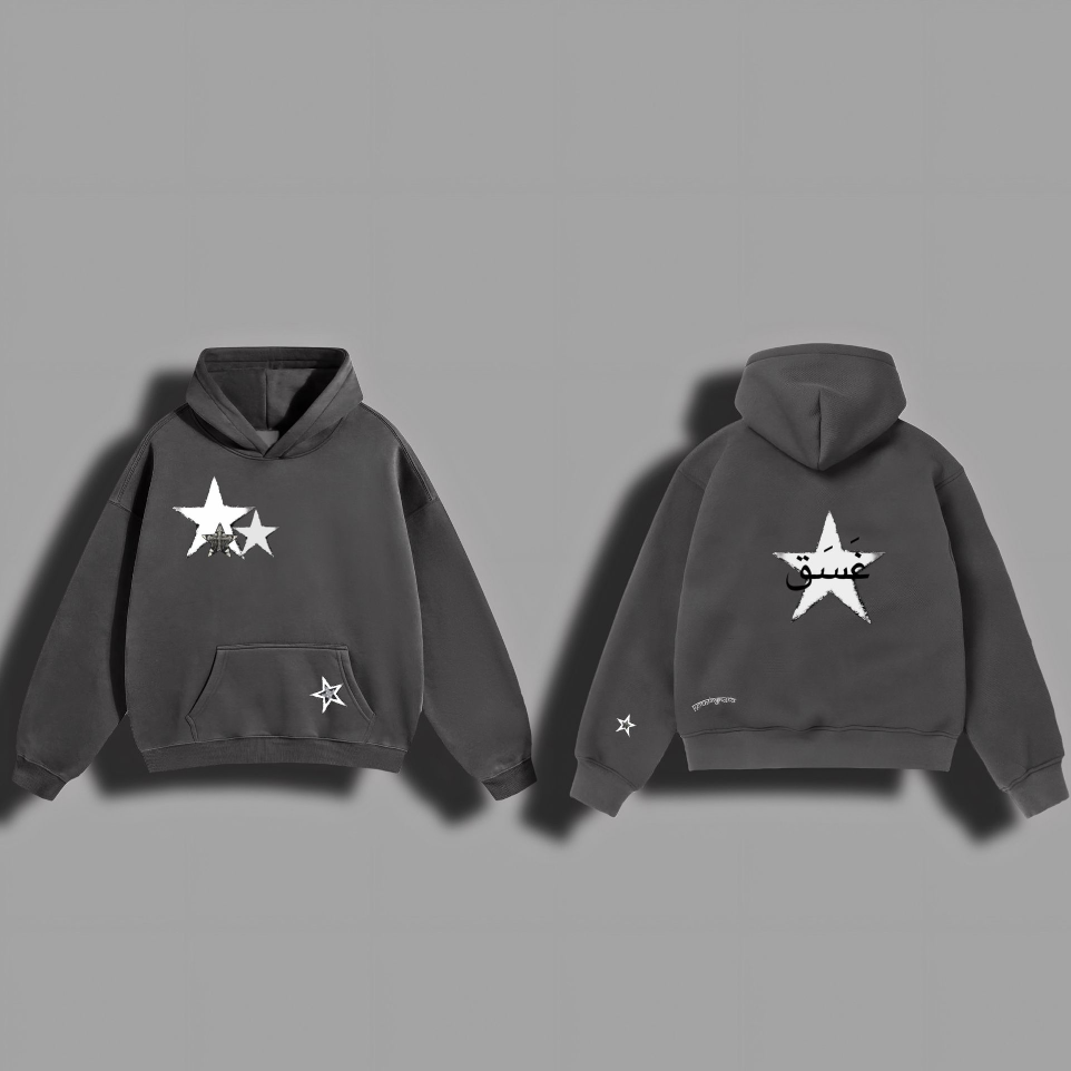 ASTERISK TYPE PRINTED OVERSIZED HOODIE (Unisex) (S)