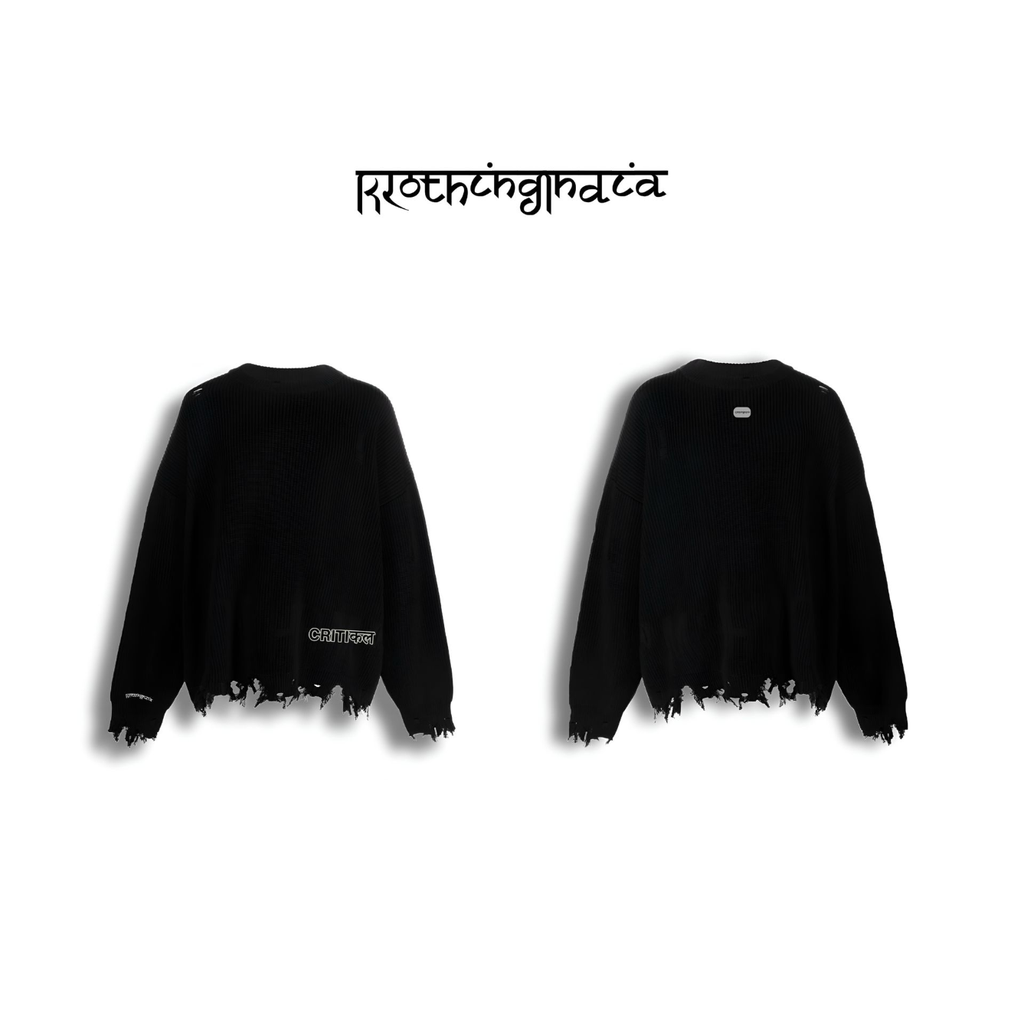 CRITICAL PRINTED OVERSIZED RIPPED SWEATER (S)