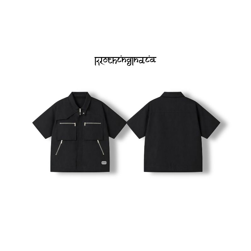 PLAIN BLACK ZIP SHIRT (S)
