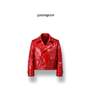 The Crimson High-Gloss Vegan Leather Moto