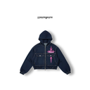 Zip-Up Denim Hoodie